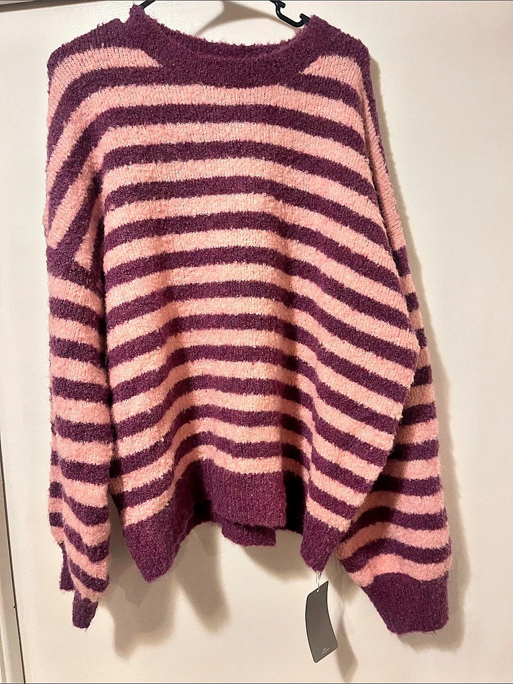 Missguided Striped Crew Neck Sweater in Purple & Pink Size XL NWT